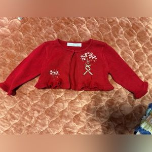 NWOT American Princess Red Flower Bouquet Short Cardigan Size 9 Months